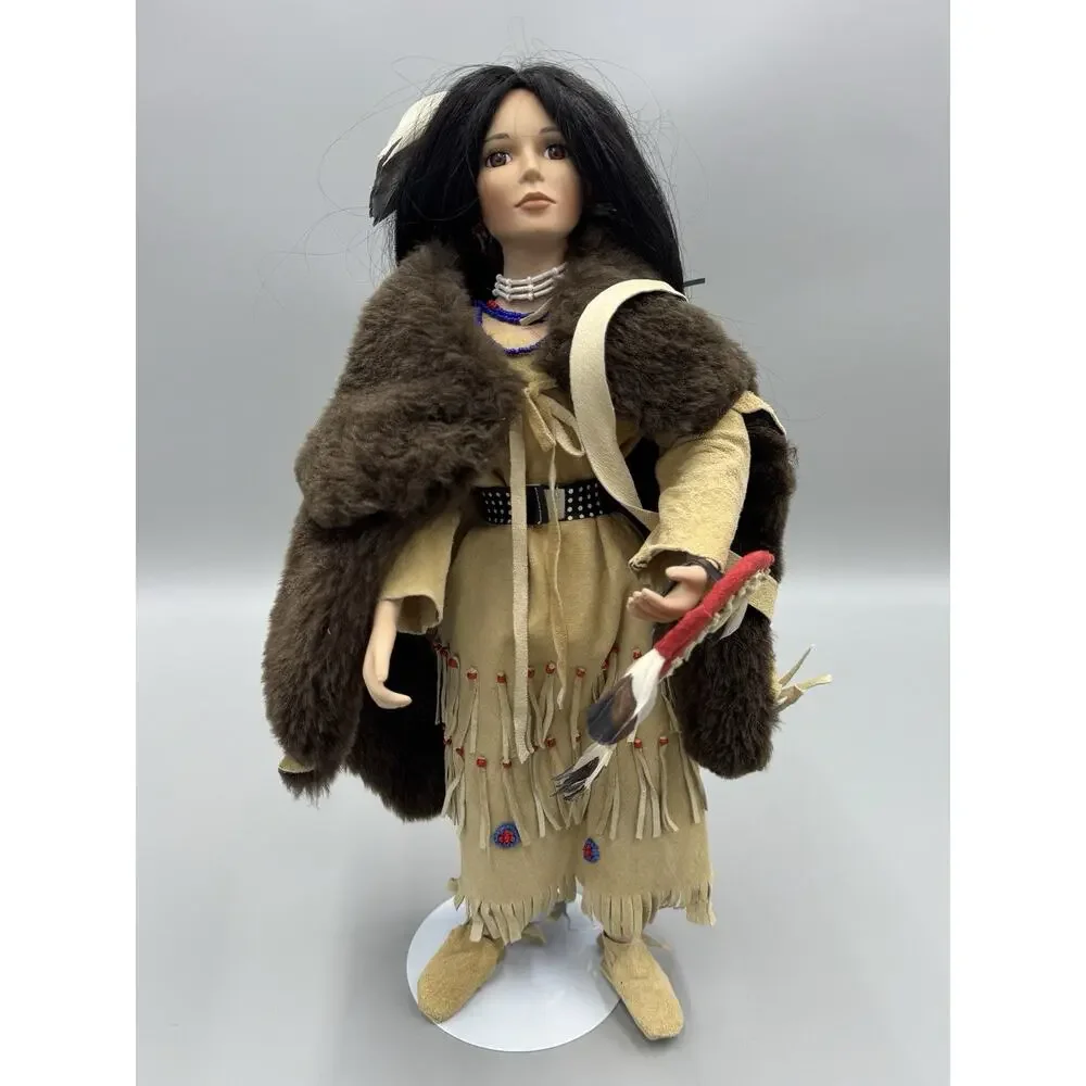 Vintage 1995 Pine Leaf Hamilton Collection Native American Doll 16”